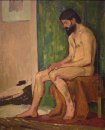 Seated bearded man