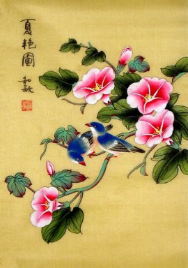 Brids & Flowers - Pittura cinese