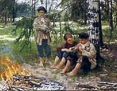 Trois garçons dans le bois