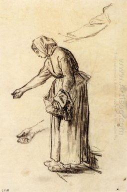 Studie für eine Frau Fütterung Hühner 1859