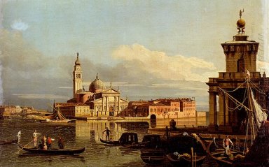 A View i Venedig från Punta della Dogana Mot San Giorgio