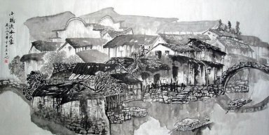 Uma cidade pequena - pintura chinesa