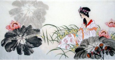Härlig Lady-kinesisk målning