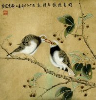 Les oiseaux sur les branches sont des amis - Peinture chinoise