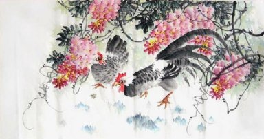 Chicken-Pivoine - Peinture chinoise