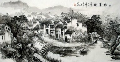 Village - kinesisk målning