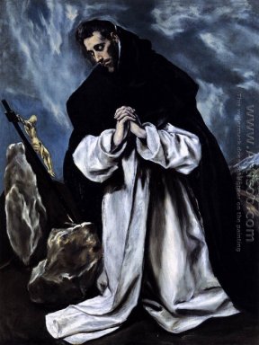 St Dominic na oração 1586-1590