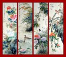 Pájaros y flores - FourInOne - Pintura china