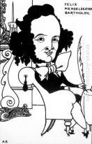 caricature de Félix Mendelssohn