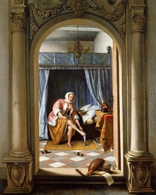 Kvinna på henne toalett 1663