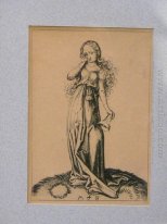 Gravure sur cuivre d'une vierge Foolish