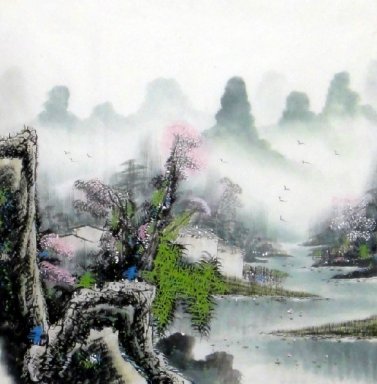 Danau, Pegunungan - Lukisan Cina