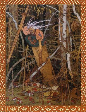 Baba Yaga Ilustración para el cuento de hadas Vasilisa el hermos