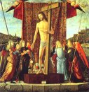 Christ com os símbolos da paixão cercados por anjos 1496