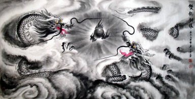 Pearl Dragon-Playing - Pittura cinese