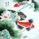 Fish & Lotus - peinture chinoise