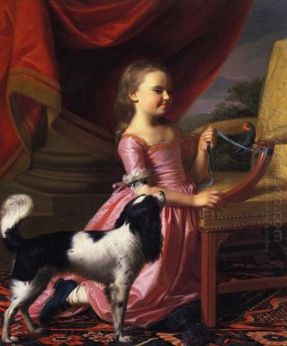 Jeune dame avec un oiseau et Dog 1767