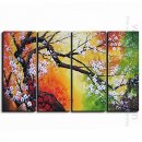 Hand-painted Floral Oil Painting - Set of 4