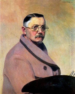 Selbstporträt mit der Morgenmantel 1914