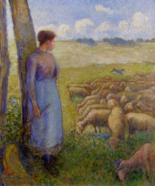 Schapenhoedster en schapen 1887