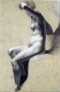 Disegno Di Nudo Femminile a carboncino e gesso 1800 3