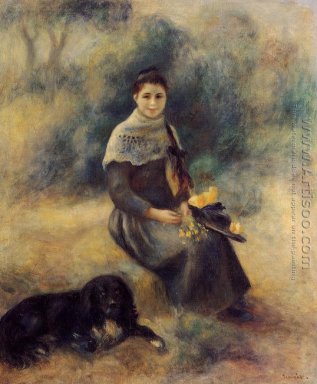 Madame Renoir mit einem Hund