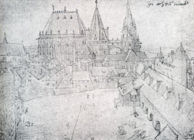 De kathedraal van aix la chapelle met de omgeving blijkt uit