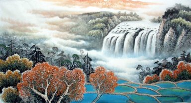 Montanha e cachoeira - Pintura Chinesa