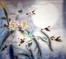 Birds & Flower & Moon - Peinture chinoise