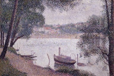 Paysage de rivière avec un bateau 1884