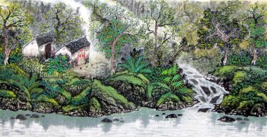 Countyard, Arbres - Peinture chinoise