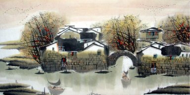 House, River - Peinture chinoise