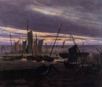 Bateaux dans le port de Soirée