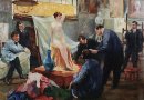 Declaración del Modelo en el estudio de Ilya Repin 1899