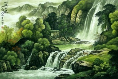 Waterfall - Lukisan Cina