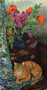 Bouquet y un gato 1919