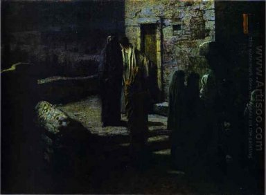 Kristus och lärjungarna gå ut i trädgården av Gethsemane