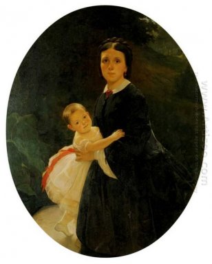 Retrato de Shestova con la hija