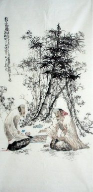 Lama, Bermain Catur-Chinese Painting
