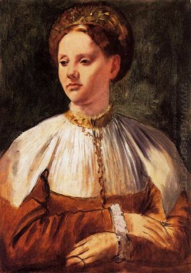 Portret van een jonge vrouw na bacchiacca 1859