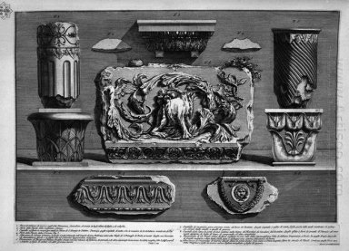 Piezas de columnas capitales Fragments Of frisos de mármol y Orn
