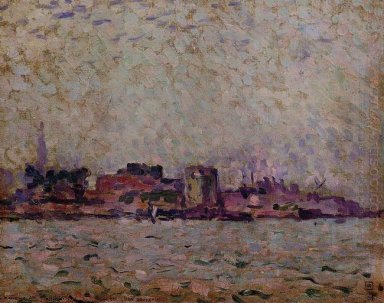 Névoa da manhã sobre o porto de Veer Holland 1906