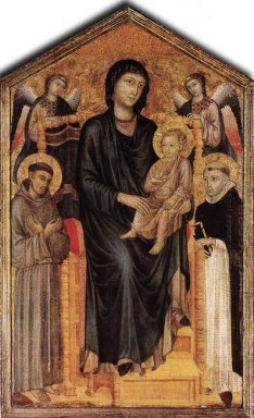 Madonna a couronné avec l\'enfant St Francis St Domenico et deux