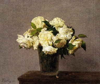 Белые розы в вазе 1885
