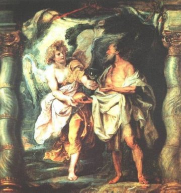 Profeten Elia emot bröd och vatten från en ängel 1625-