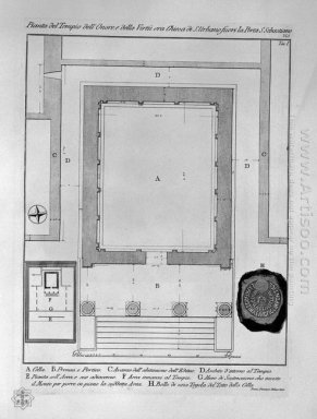 Plan et en élévation arrière du temple de la Sibylle à Tivoli
