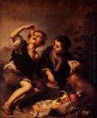 Niños que comen una empanada de 1675