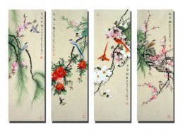 Birds&Flowers - FourInOne - Chinese Painting Birds&Flowers - FourInOne - Chinese Painting