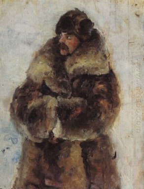 Ai Surikov Dengan Fur Coat Studi Untuk Mengambil Salju Kota