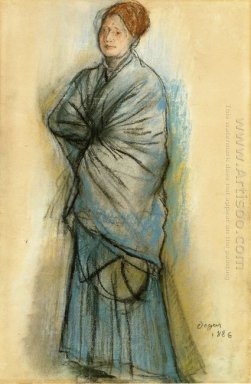 Vrouw in blauw portret van mlle helene rouart 1886